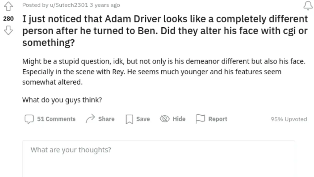 Adam's appearance sparked a Reddit discussion surrounding him undergoing plastic surgery