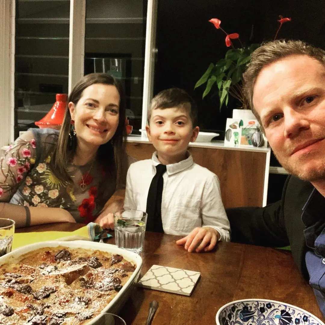Annie took to Instagram to share a lovely family photo with her spouse and son