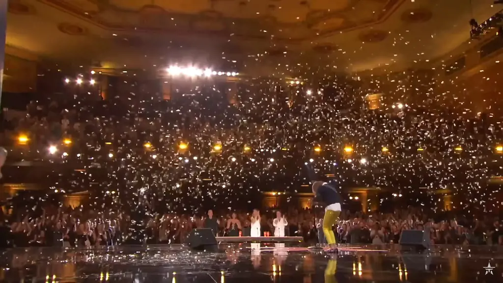 Grace covered in confetti as she recieved the Golden Buzzer in 2016's AGT audition