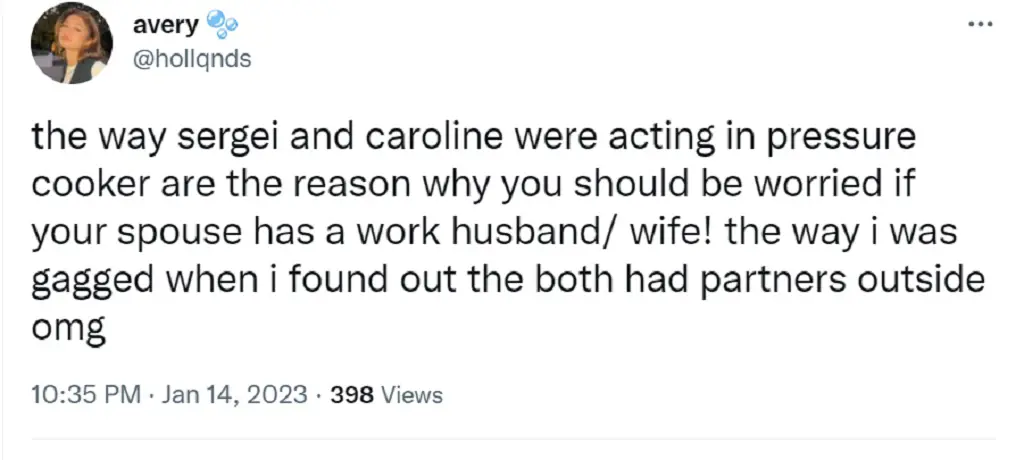 Fans reaction on Caroline and Sergei relationship in Pressure Cooker 