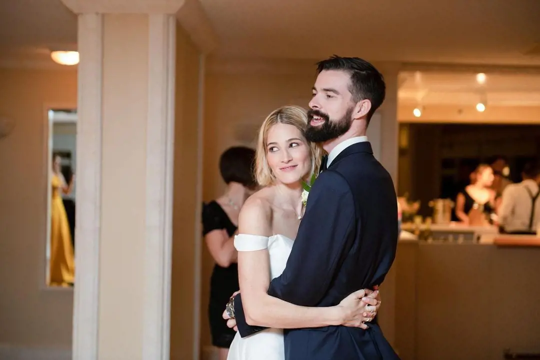 Caroline with her husband Matthew on their wedding in 2020